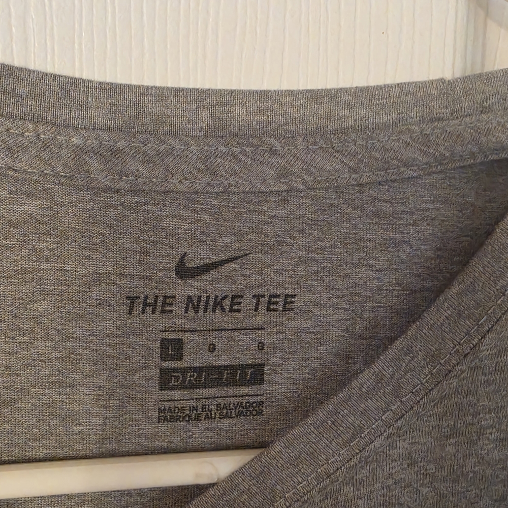 Nike Men's Gray Dri-FIT Short Sleeve Tee with Stripe Swoosh - Picture 2 of 4